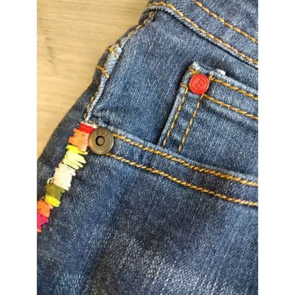 Women's Size 4 EV1 Alex Relaxed Vintage Blue Jean Denim Shorts Embroidered - Picture 6 of 10